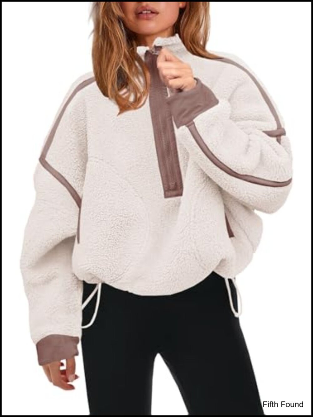 Half Zip Fleece Pullover Sherpa Jacket Polyester Blend
